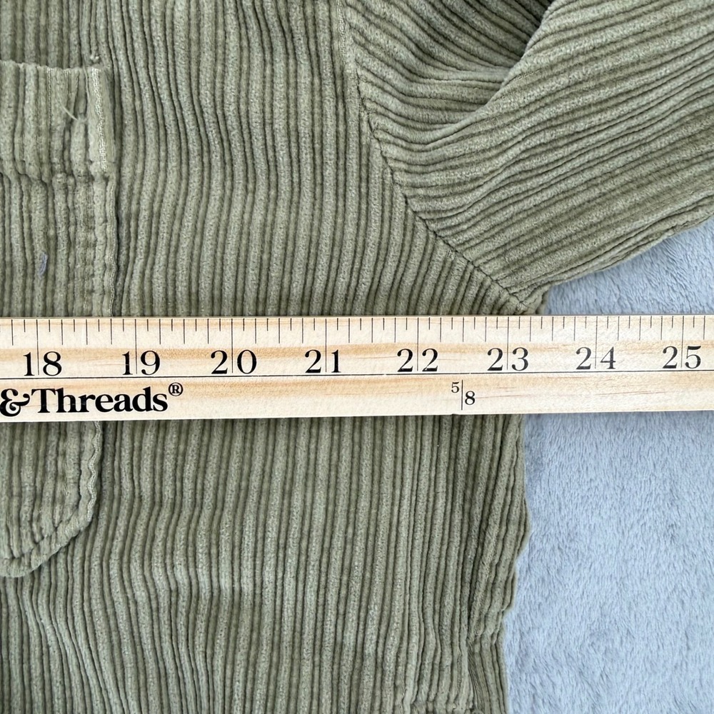 Zara Corduroy Shirt Jacket Olive Green Raw‎ Hem Shacket 100%Cotton Womens Size L - Picture 12 of 12